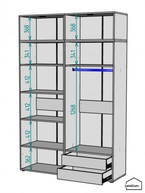 Шкаф с антресолью Linnea MHR-4A-2 2450х1600х510 (Графит-М 11.1.25) в Муравленко - muravlenko.ok-mebel.com | фото 3