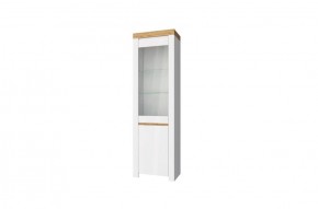 Шкаф с витриной  1V1D, TAURUS, цвет белый/дуб вотан в Муравленко - muravlenko.ok-mebel.com | фото 1