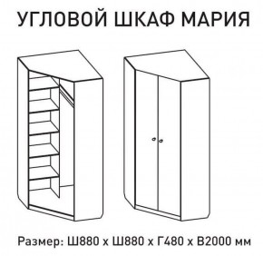 Шкаф угловой Мария 880*880 (ЛДСП 1 кат.) в Муравленко - muravlenko.ok-mebel.com | фото 2