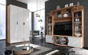 Стенка Виста (Белый глянец/Дуб крафт) в Муравленко - muravlenko.ok-mebel.com | фото 3