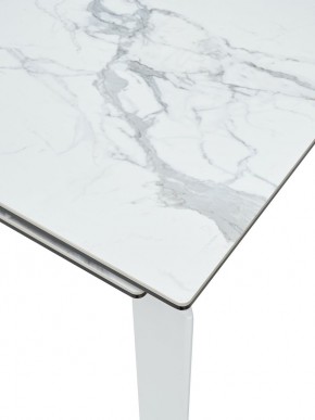 Стол CORNER 120 HIGH GLOSS STATUARIO керамика, стекло/ белый каркас, ®DISAUR в Муравленко - muravlenko.ok-mebel.com | фото 2
