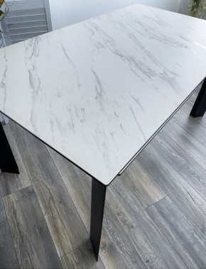 Стол CREMONA 180 KL-99 Белый мрамор матовый, итальянская керамика / черный каркас, ®DISAUR в Муравленко - muravlenko.ok-mebel.com | фото 2