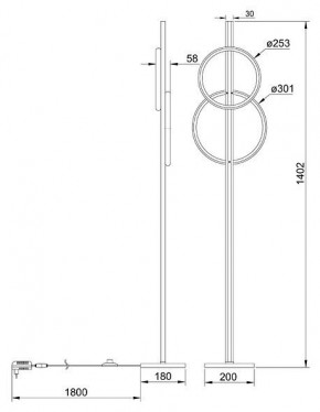 Торшер Arte Lamp Fluido A3913PN-24BK в Муравленко - muravlenko.ok-mebel.com | фото 2