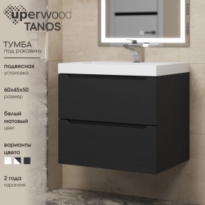 Тумба под раковину Uperwood Tanos 60 см, подвесная, черная матовая в Муравленко - muravlenko.ok-mebel.com | фото 3