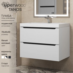 Тумба под раковину Uperwood Tanos 70 см, подвесная, белая/графит в Муравленко - muravlenko.ok-mebel.com | фото 3