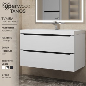 Тумба под раковину Uperwood Tanos 90 см, подвесная, белая/графит в Муравленко - muravlenko.ok-mebel.com | фото 3